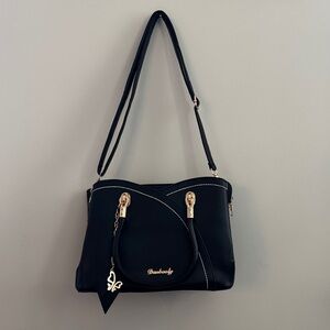 Black Shoulder Bag with Gold Details